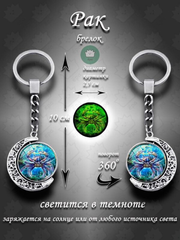 Брелок для ключей Рак знаки зодиака 360 / Талисман
