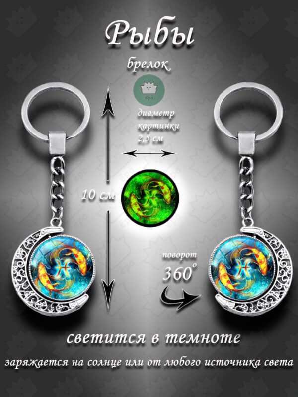 Брелок для ключей Рыбы знаки зодиака 360 / Талисман