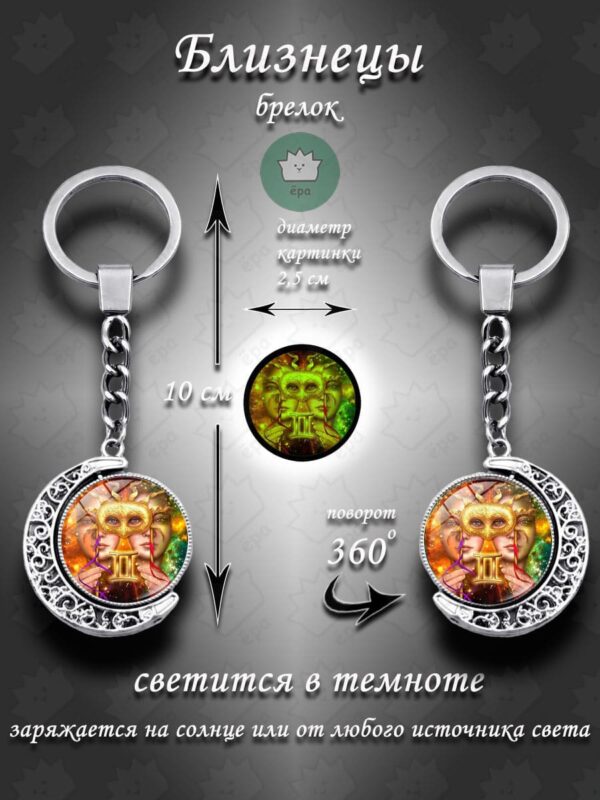 Брелок для ключей Близнецы знаки зодиака 360 / Талисман